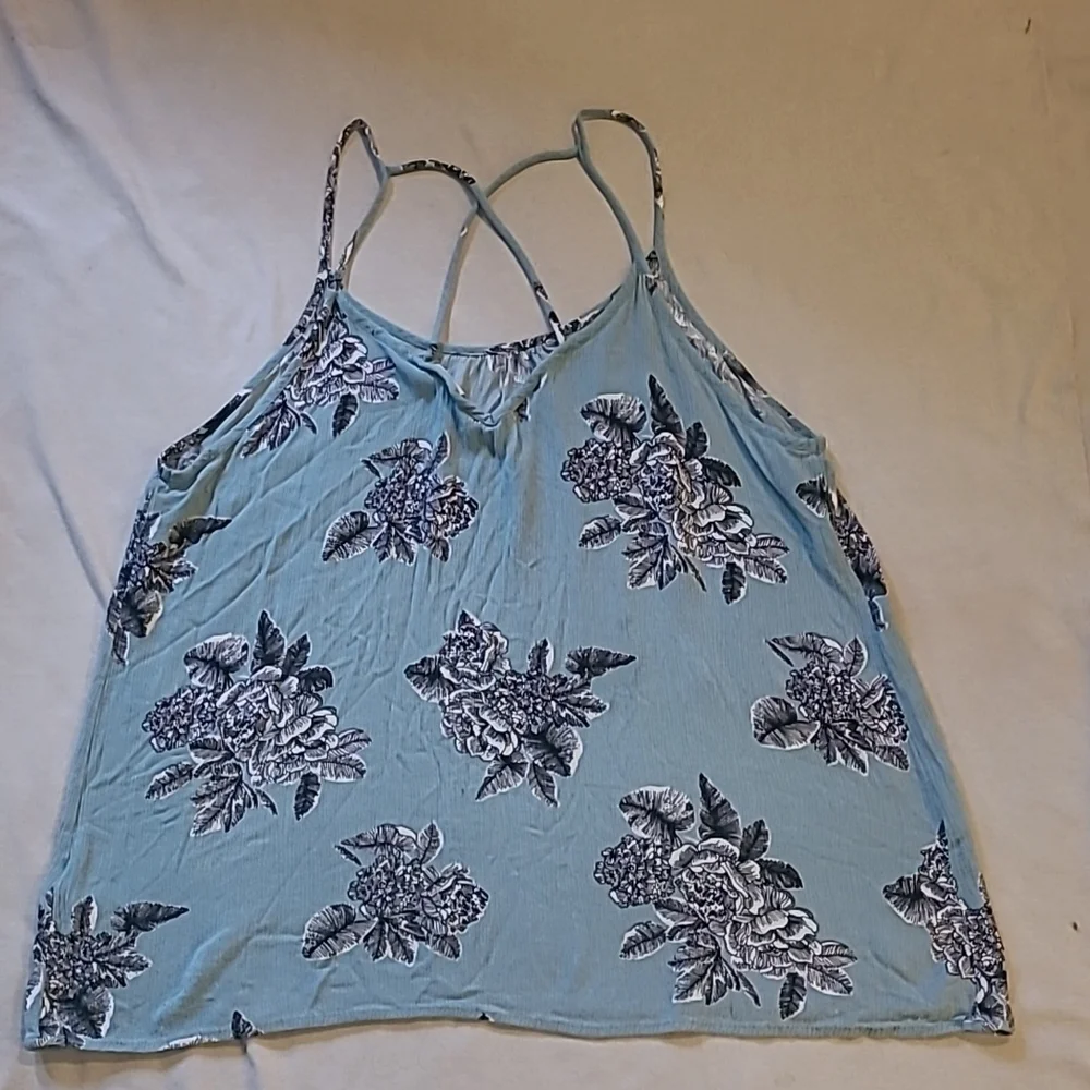 Kaileigh XL floral dress shirt with spaghetti straps teal and black